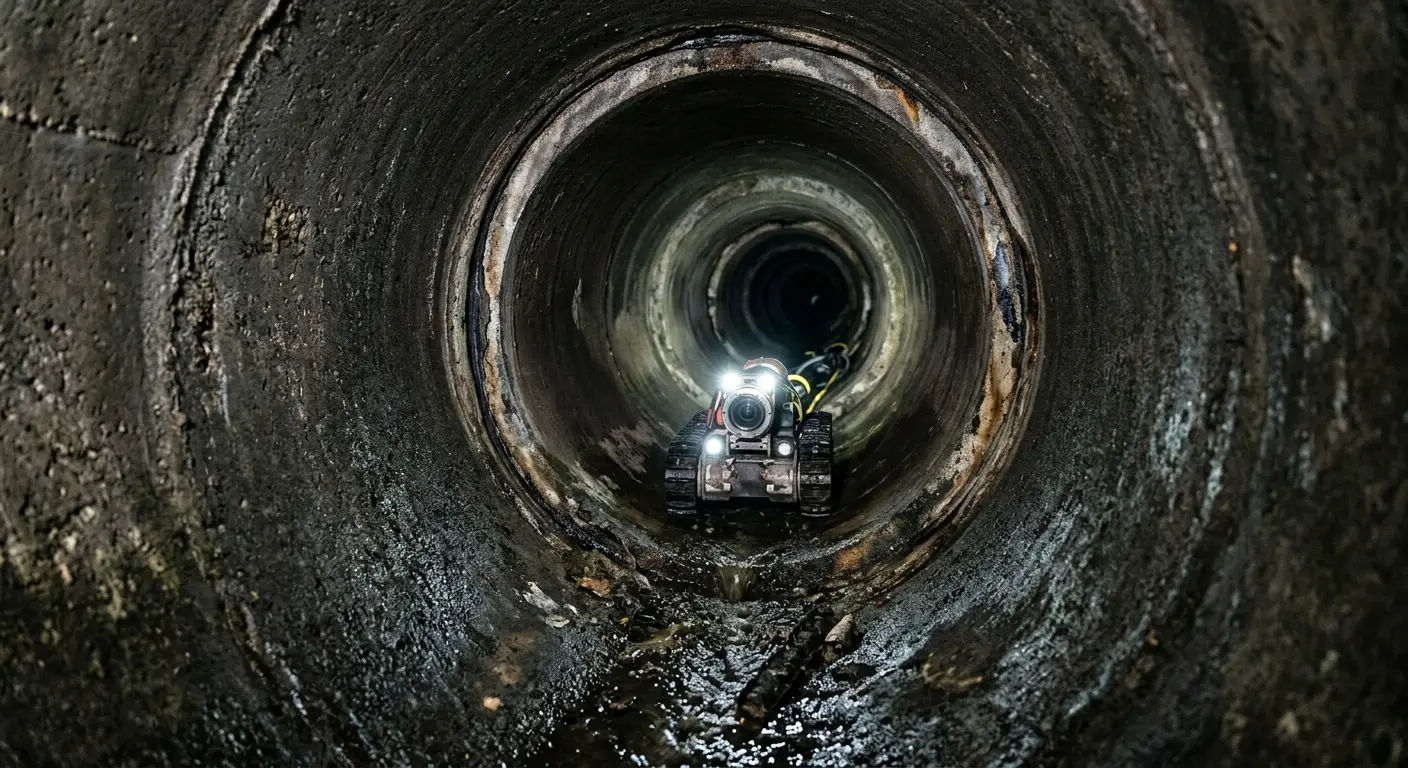 Robotic sewer camera inspecting pipe interior for Drain Snake Service in Palmer